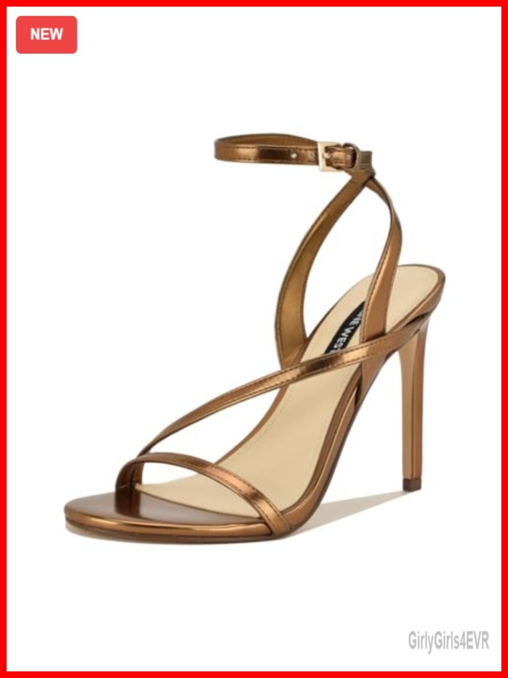 Nine West Miorla Faux Leather Stiletto Heeled Sandals Ankle Strap Dressy